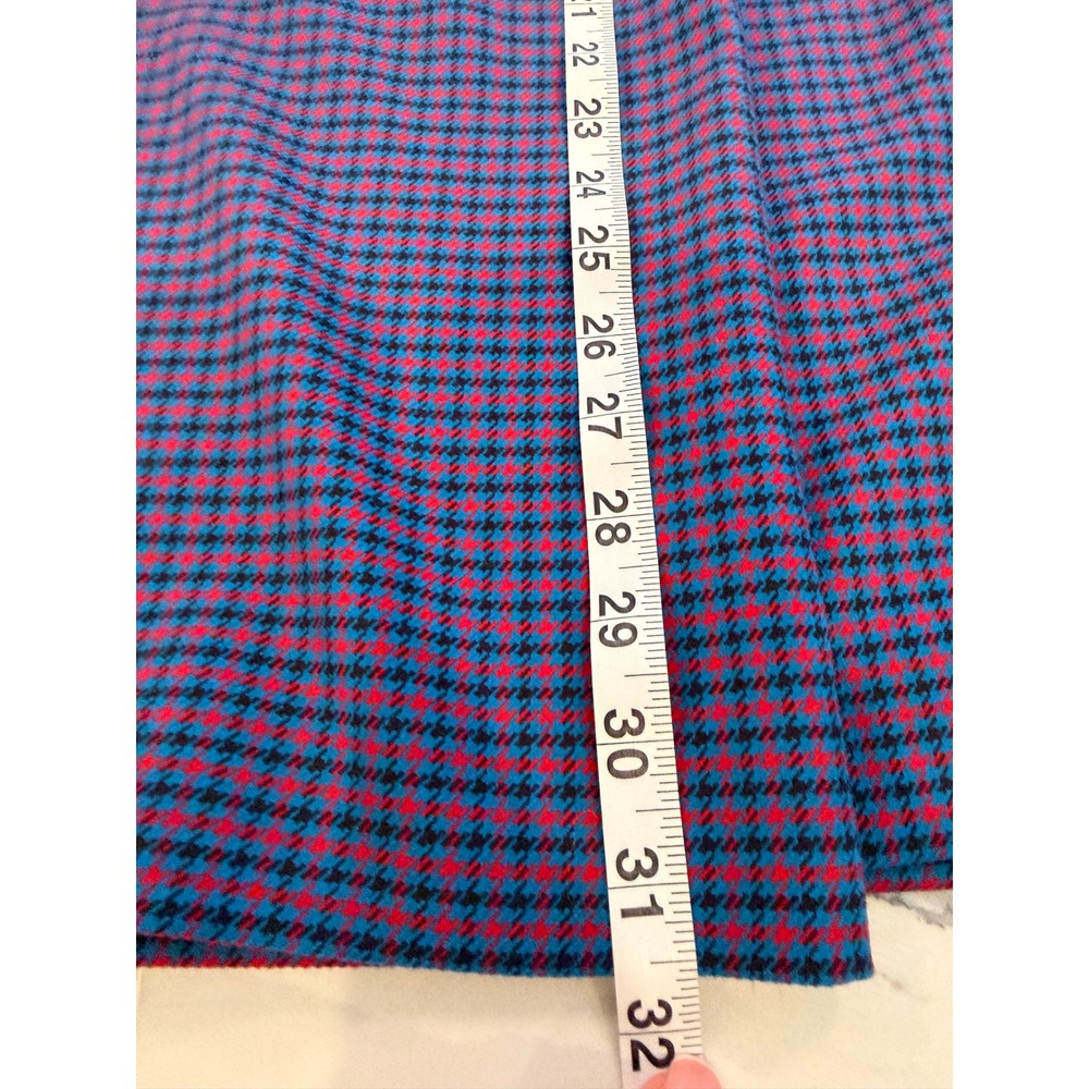 Zara Woman Red Blue Houndstooth High Waist Belted Midi Skirt 2067/612 Size M - Picture 8 of 9
